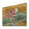 Designart - Vintage Impression of Pink Lotus - Traditional Print on Natural Pine Wood